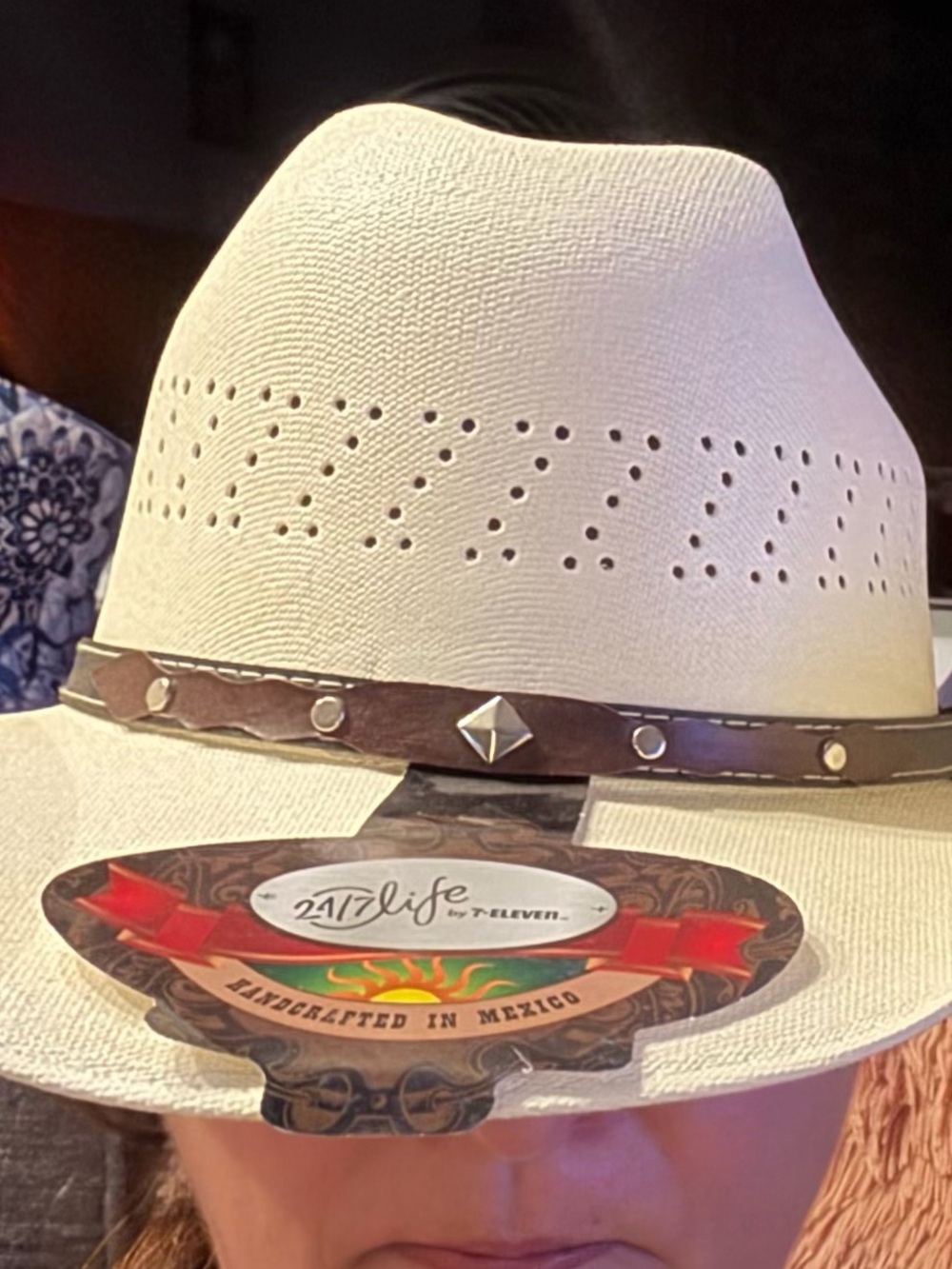 21/7 Life Handcrafted cowboy Hat - White with Brown Band